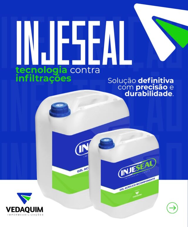 🔍 Infiltrações estruturais? A solução é Injeseal.
Alta tecnologia que vai além da superfície.

💧 Nosso gel acrílico exclusivo penetra microfissuras, reage com a água, expande, sela e acompanha movimentações da estrutura — garantindo **durabilidade superior** e resultados definitivos.

✔️ Aplicação precisa
✔️ Sem quebra-quebra
✔️ Ideal para lajes, juntas frias, fundações e estruturas de concreto

📞 Fale com a Vedaquim e descubra como resolver infiltrações de forma eficaz, segura e duradoura.
